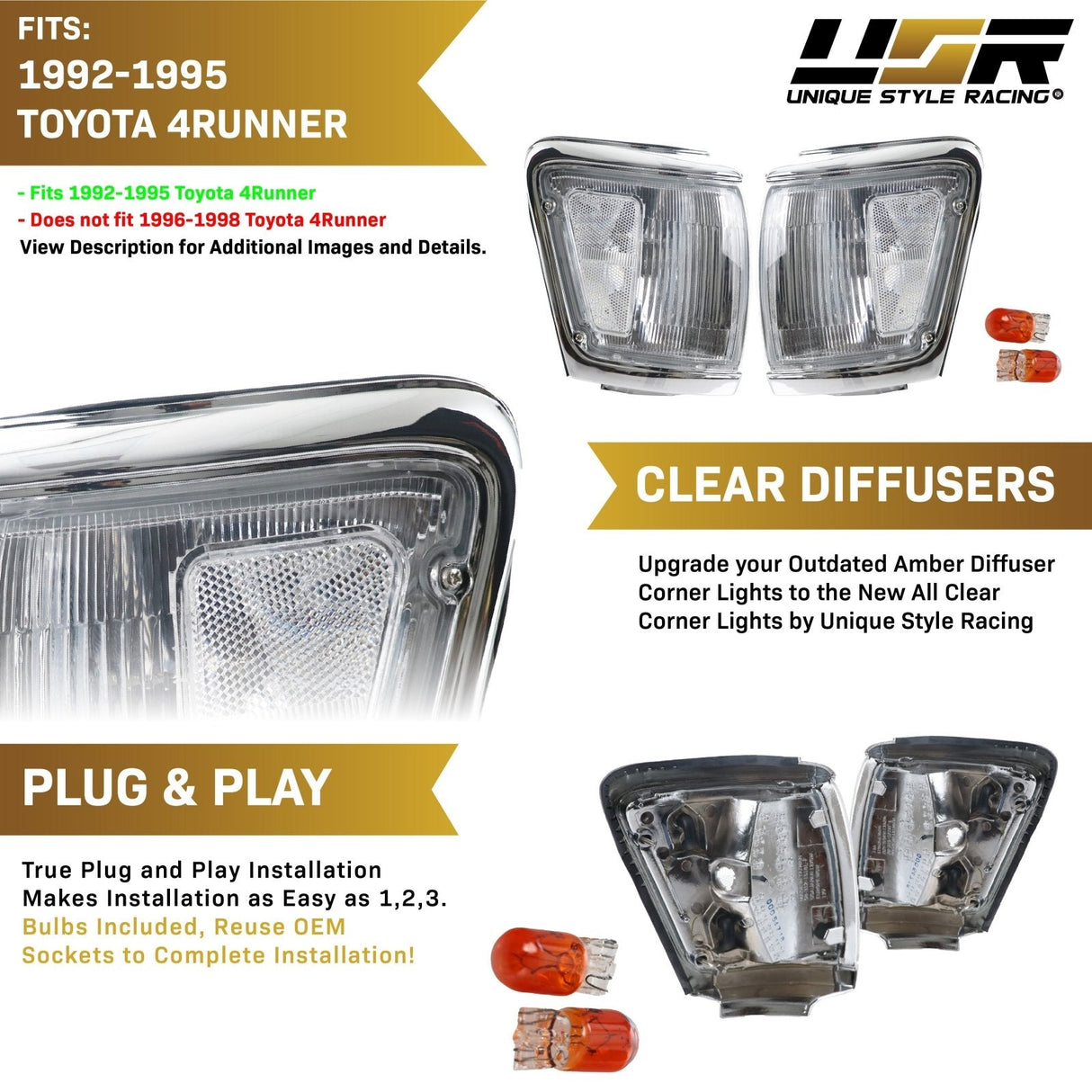 1992-1995 Toyota 4Runner Clear Corner Lights