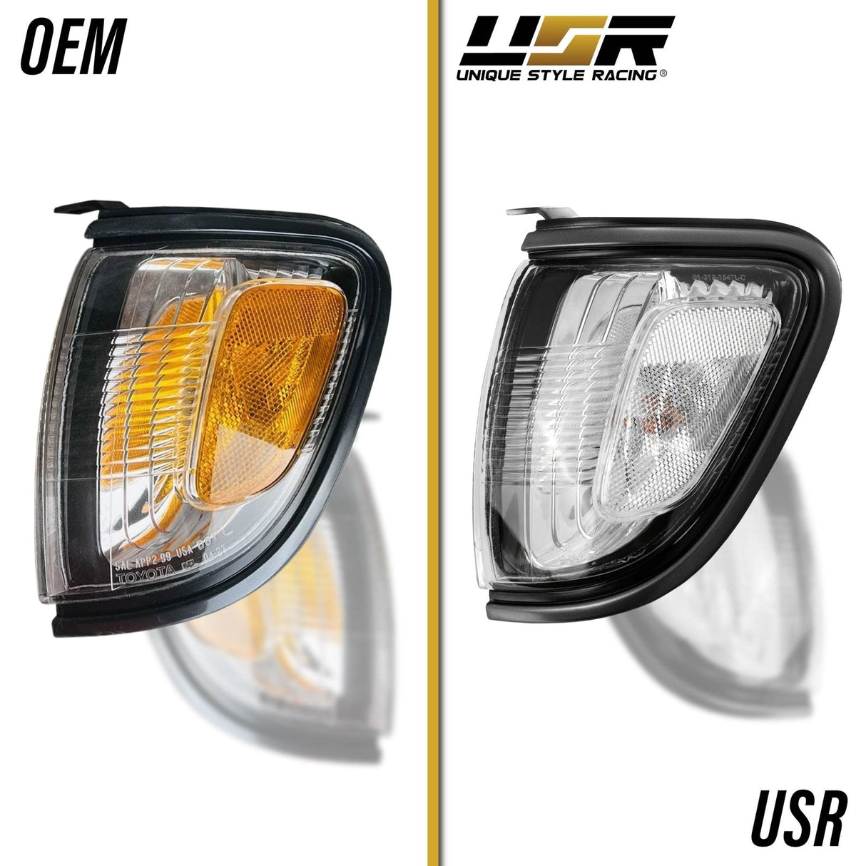 2001-2004 Toyota Tacoma Clear Corner Lights With Black Trim