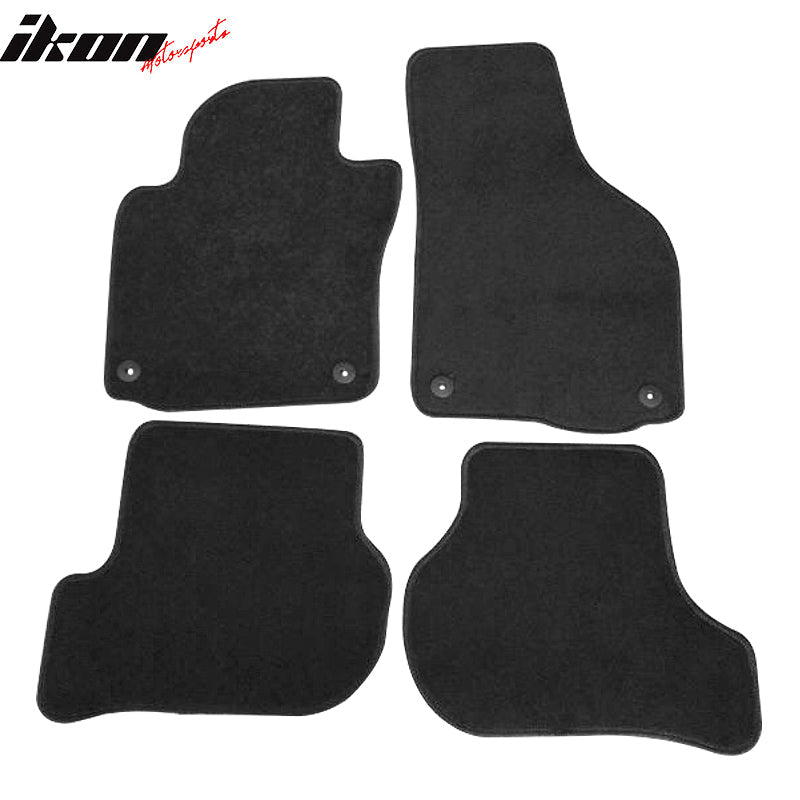 Car Floor Mat for 2006-2009 Volkswagen Golf Rabbit GTI Black 4PC Nylon
