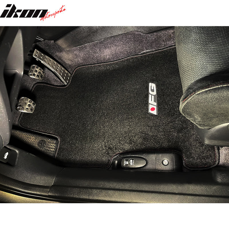 Car Floor Mat for 2006-2011 Honda Civic Black Red Stitch 3PC Nylon