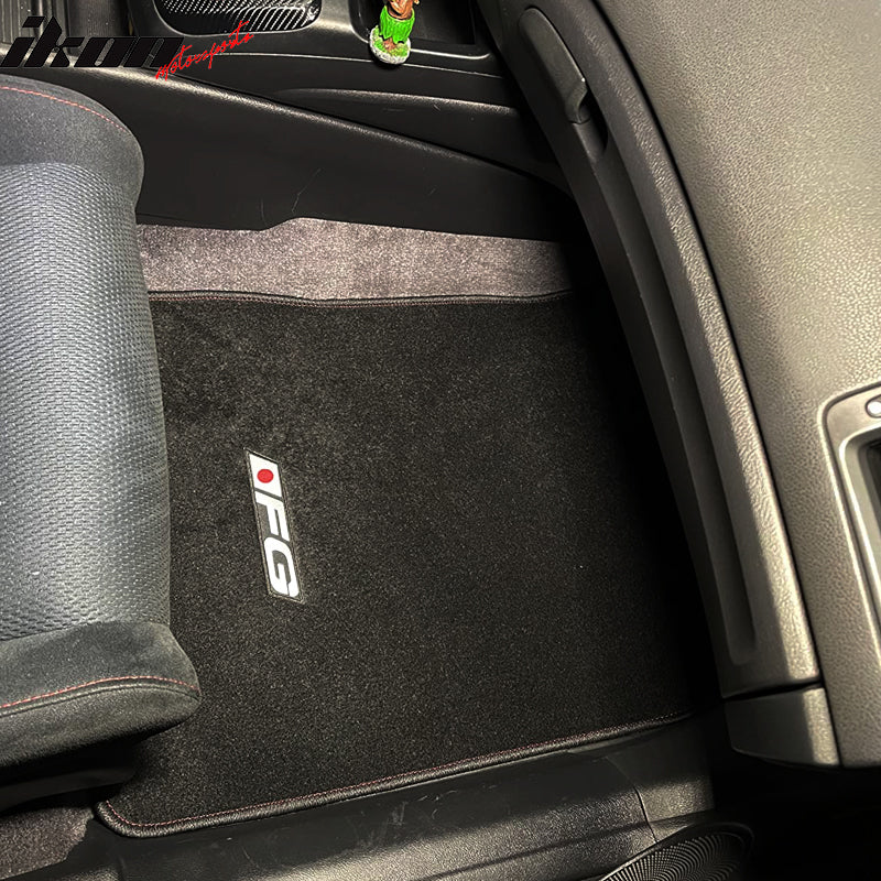 Car Floor Mat for 2006-2011 Honda Civic Black Red Stitch 3PC Nylon