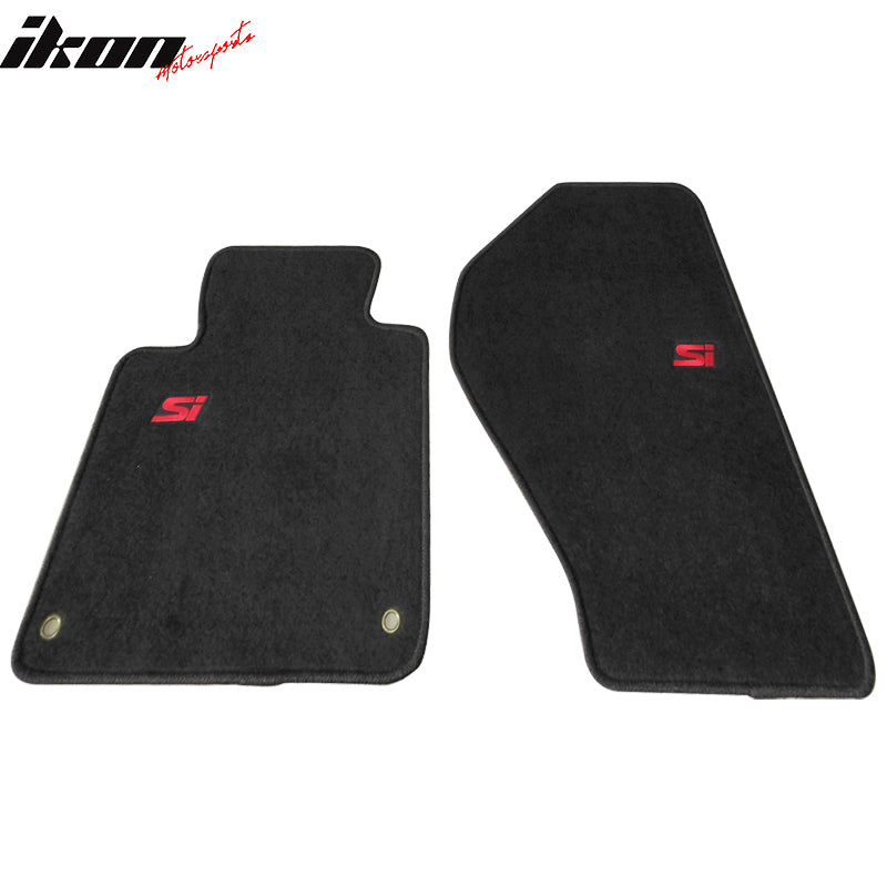 Car Floor Mat for 2000-2009 Honda S2000 Black Red Si Logo 2PC Nylon