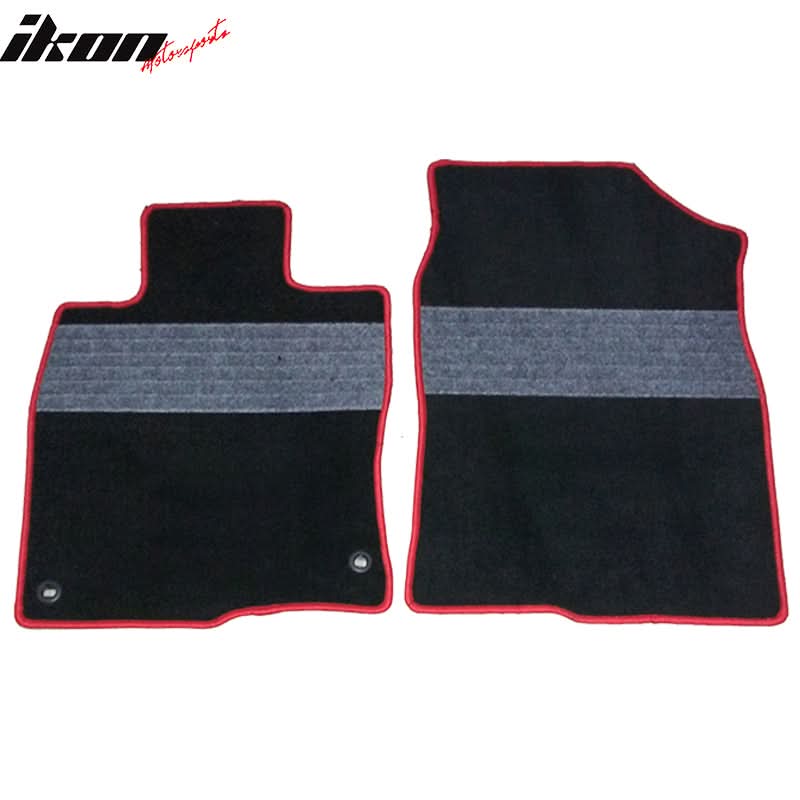 Car Floor Mat for 2016-2021 Honda Civic Black Gray Stripe 4PC Nylon