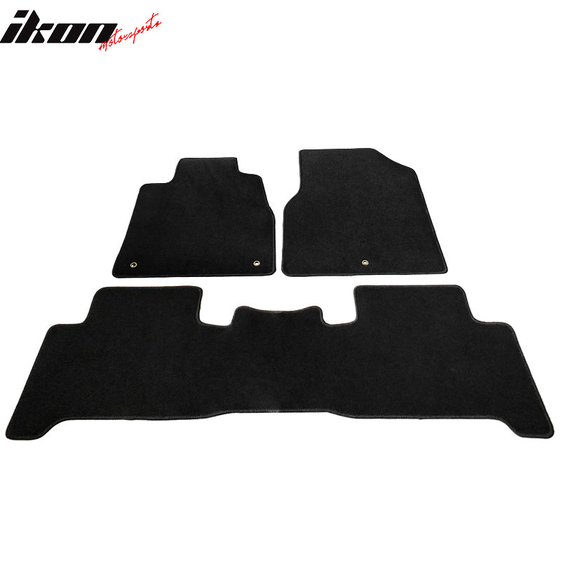 Car Floor Mat for 2007-2013 Acura MDX Black Front Rear Nylon 3 PCS