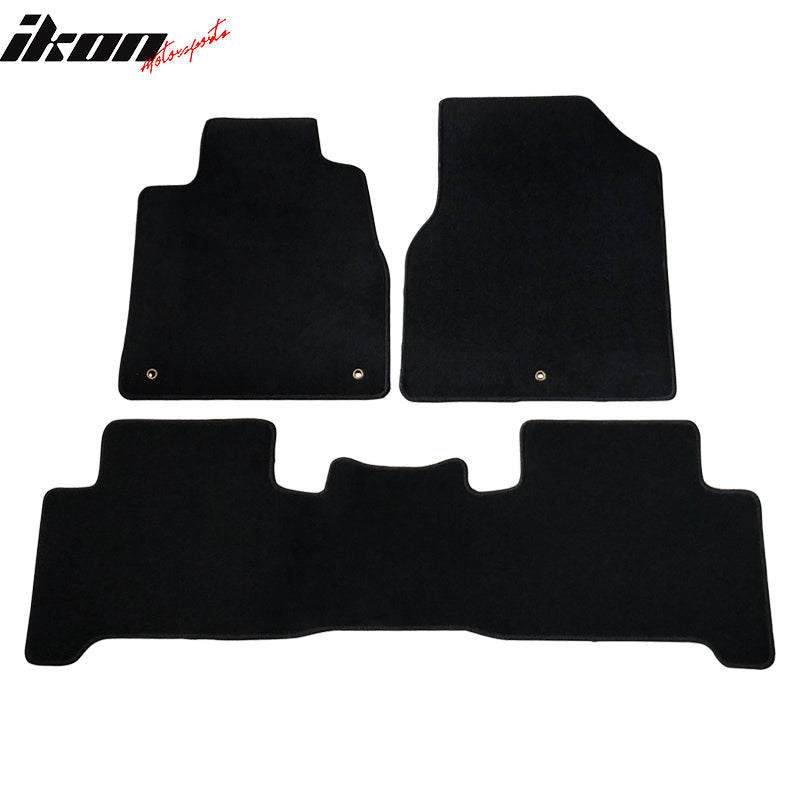 Car Floor Mat for 2007-2013 Acura MDX Black Front Rear Nylon 3 PCS