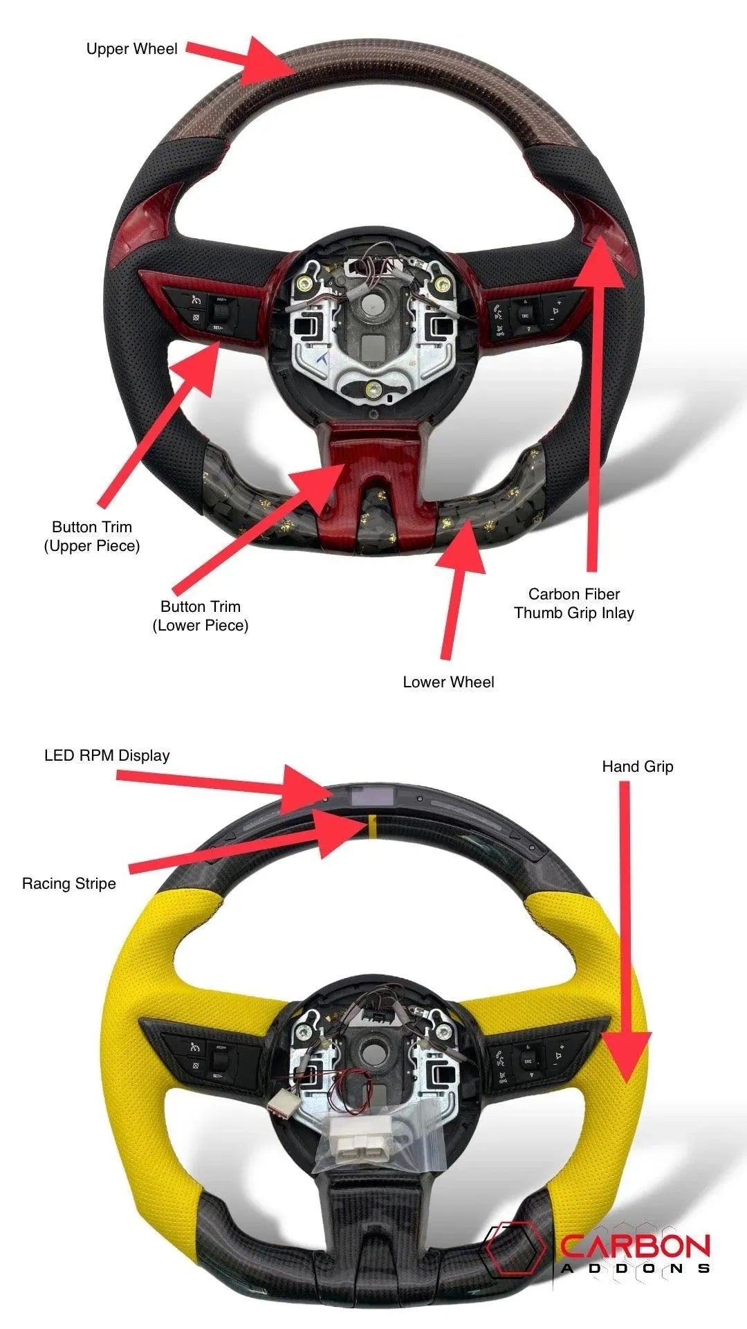 Customizable Carbon Fiber Steering Wheel for Chevy Camaro 2010-2012