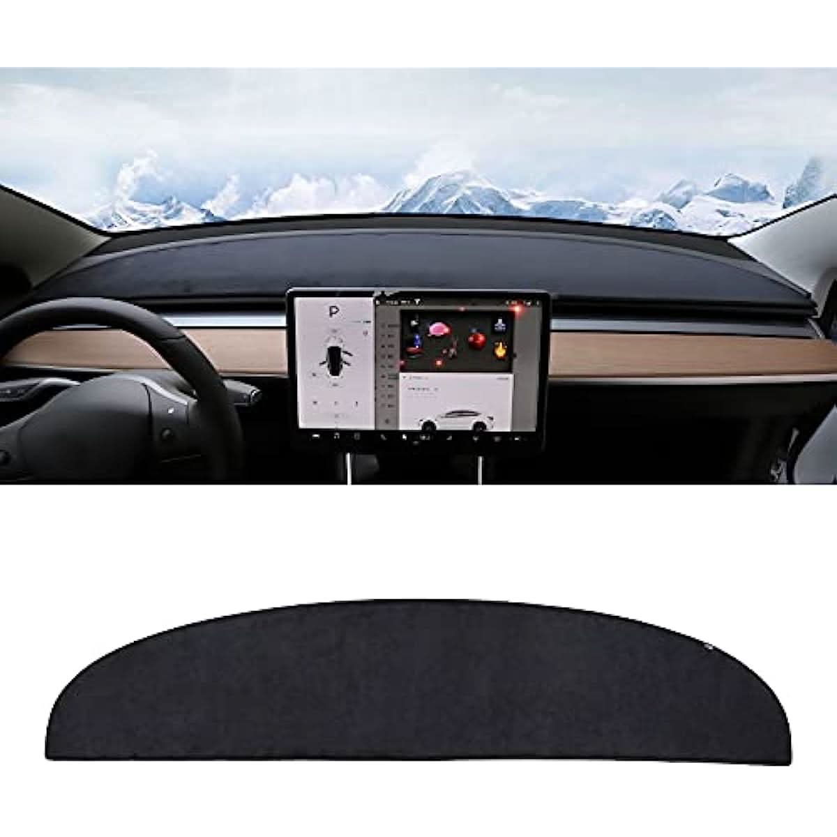Dashboard Blackout Mat for Model 3/Y Anti-Glare Flannel Dash Cover