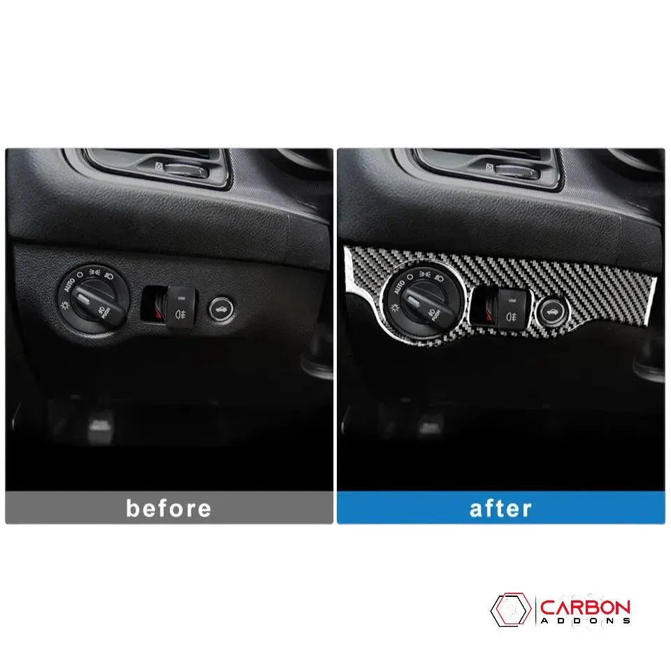 Dodge Challenger 2015-2023 Carbon Fiber Headlight and Trunk Release Button Trim Overlay