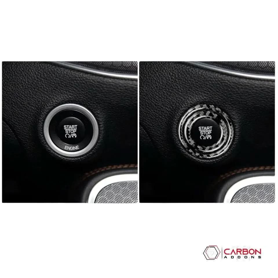 Dodge Challenger Charger Durango Jeep Chrysler 2015-2023 Carbon Fiber Start Button Surround Trim Overlay