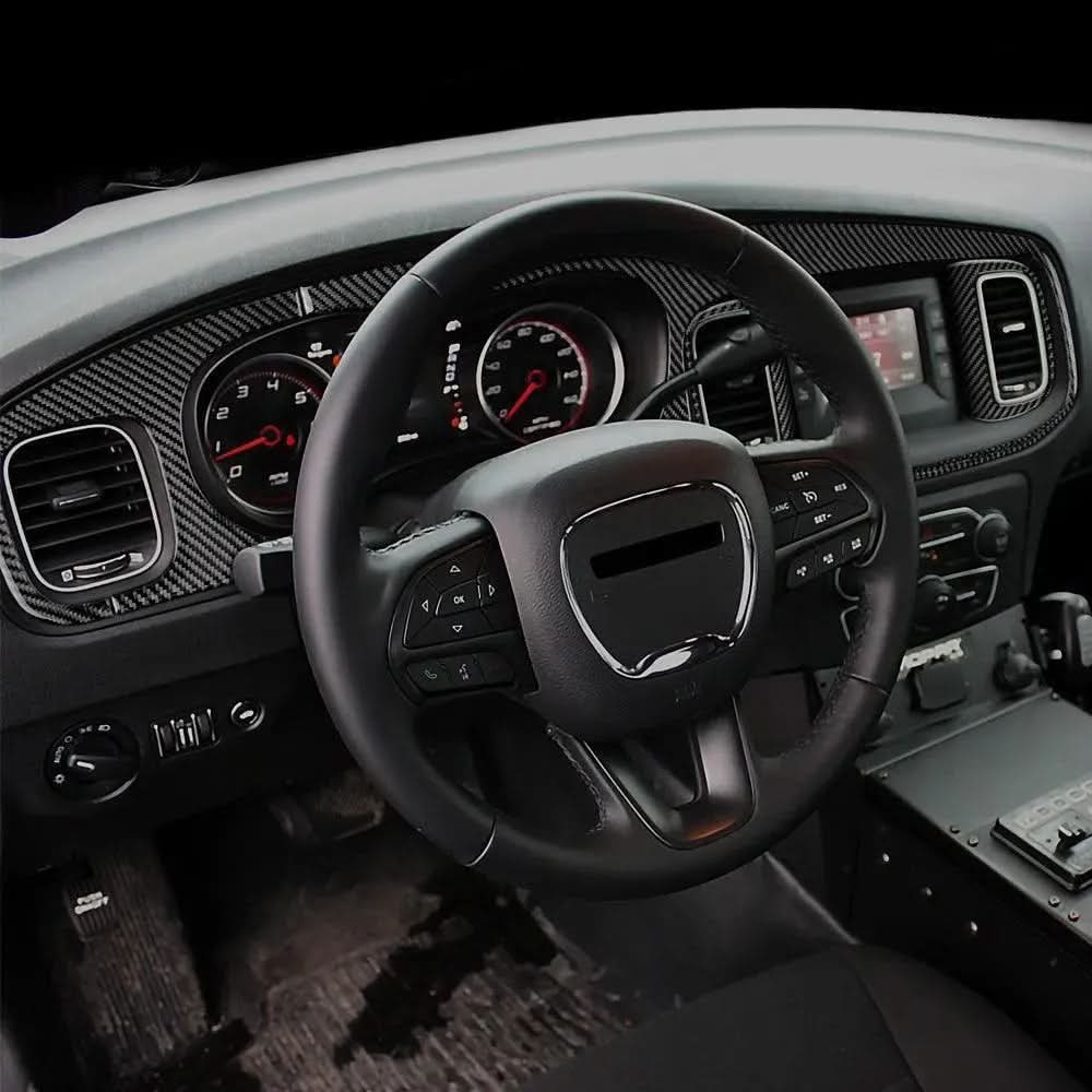 Dodge Charger 2015-2023 Real Carbon Fiber Full Dash Trim Kit Overlay