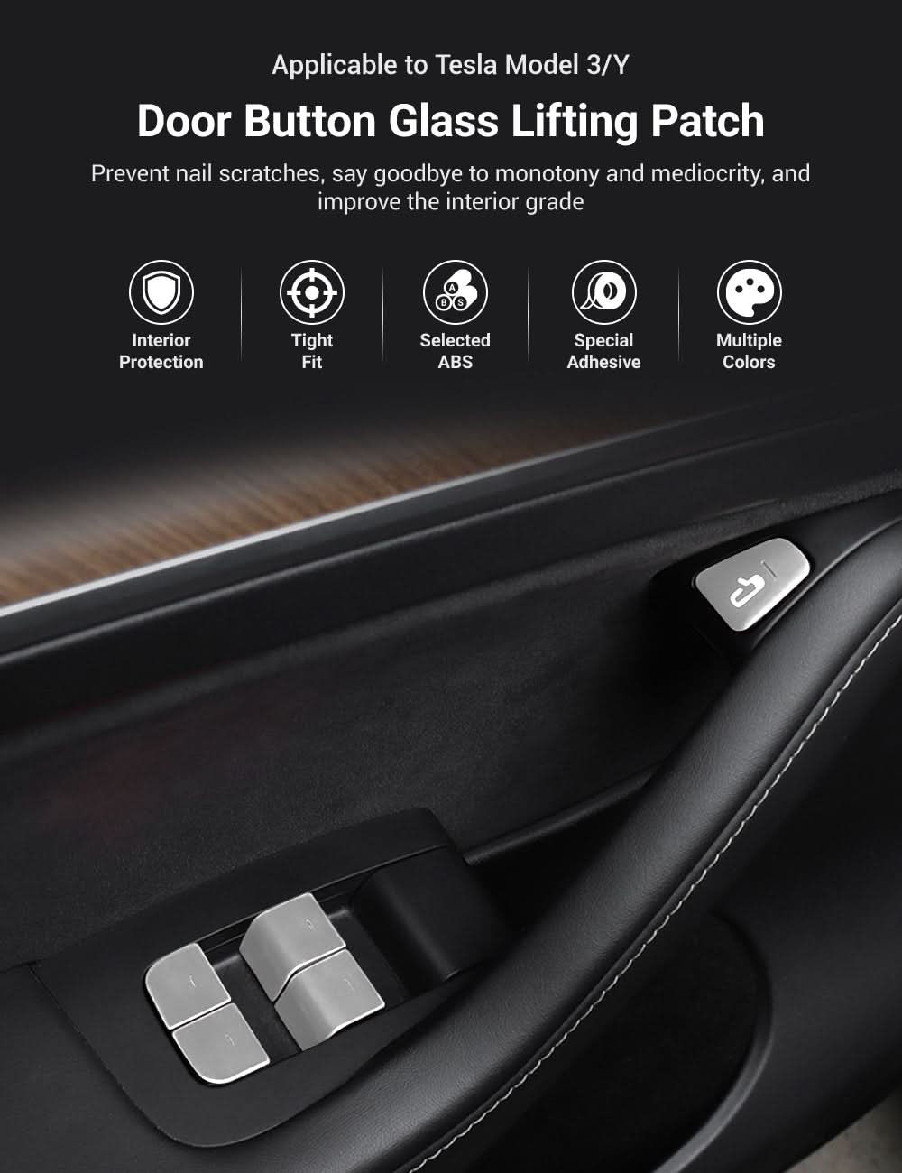 Door Button Glass Lifting Patch for Tesla Model 3/Y