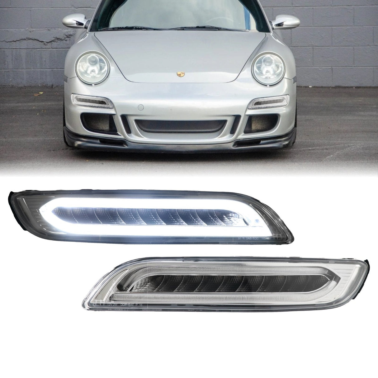 2005-2008 Porsche 997.1 Led Drl Clear Front Light With Signal - 991 Turbo S Style