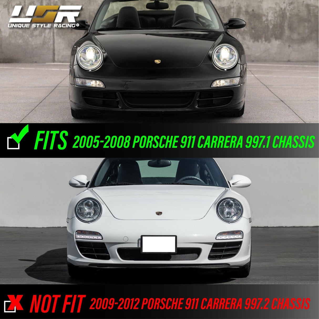 2005-2008 Porsche 997.1 Led Drl Clear Front Light With Signal - 991 Turbo S Style