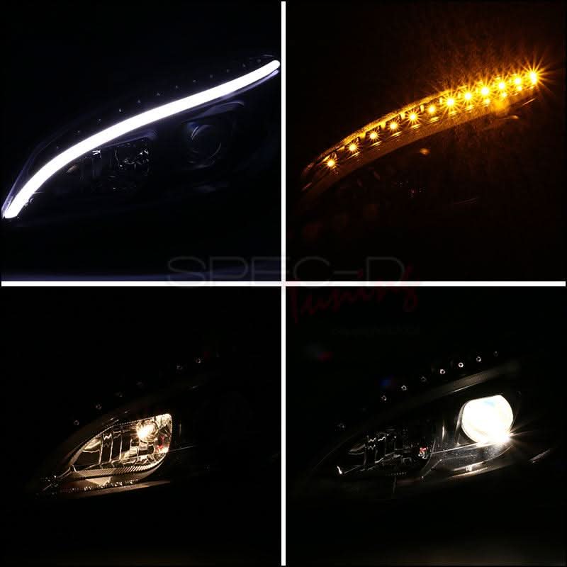 Mercedes C250 C300 C350 W204 - Black or Chrome Projector Headlights with LED Strip (2008-2011) - K2 Industries