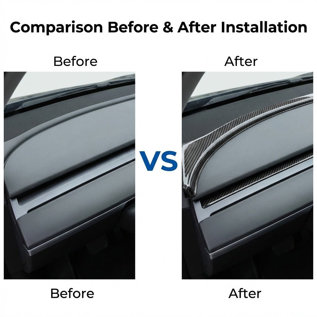 Dry Carbon Fiber Upper Dash Overlay for Model 3 / Y