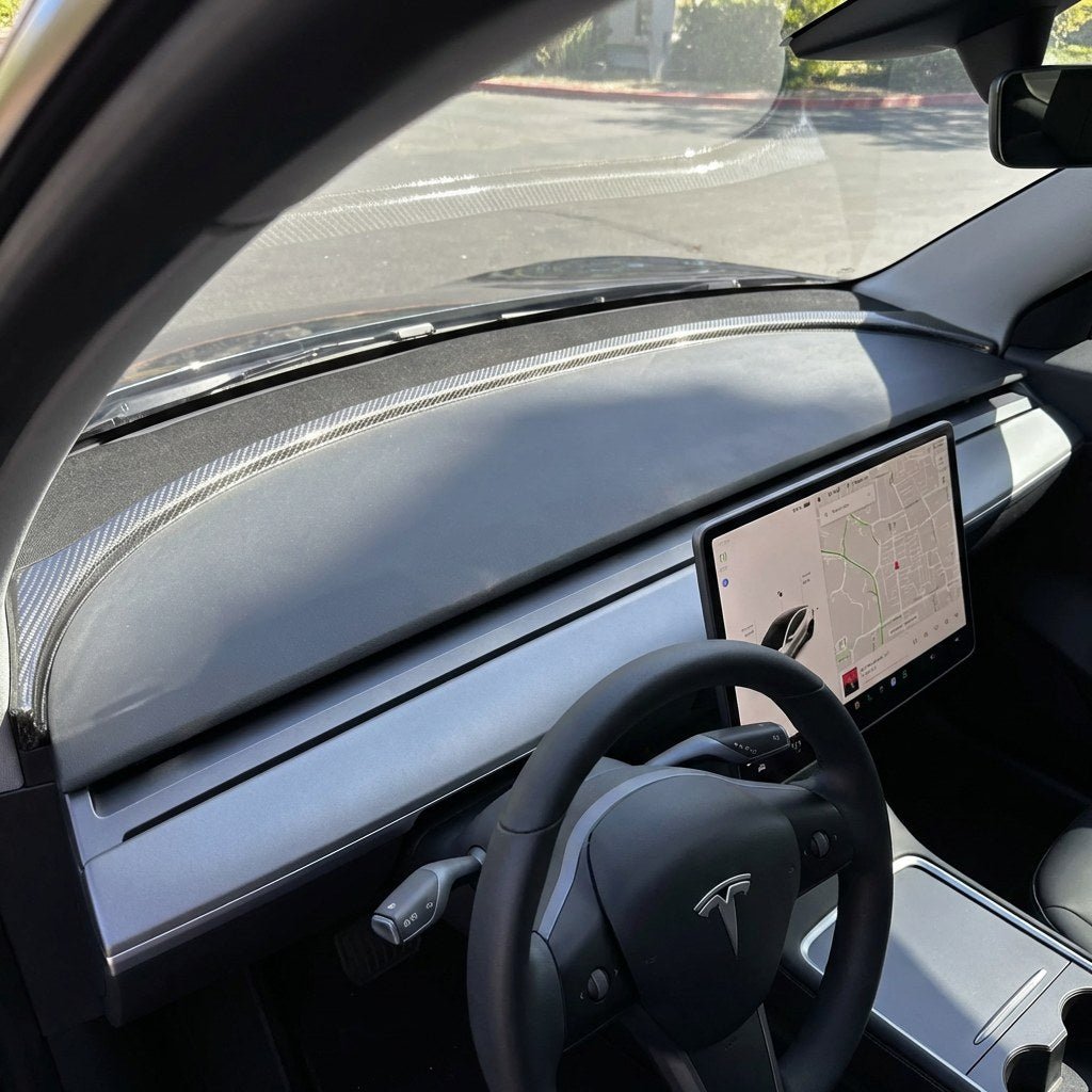 Dry Carbon Fiber Upper Dash Overlay for Model 3 / Y