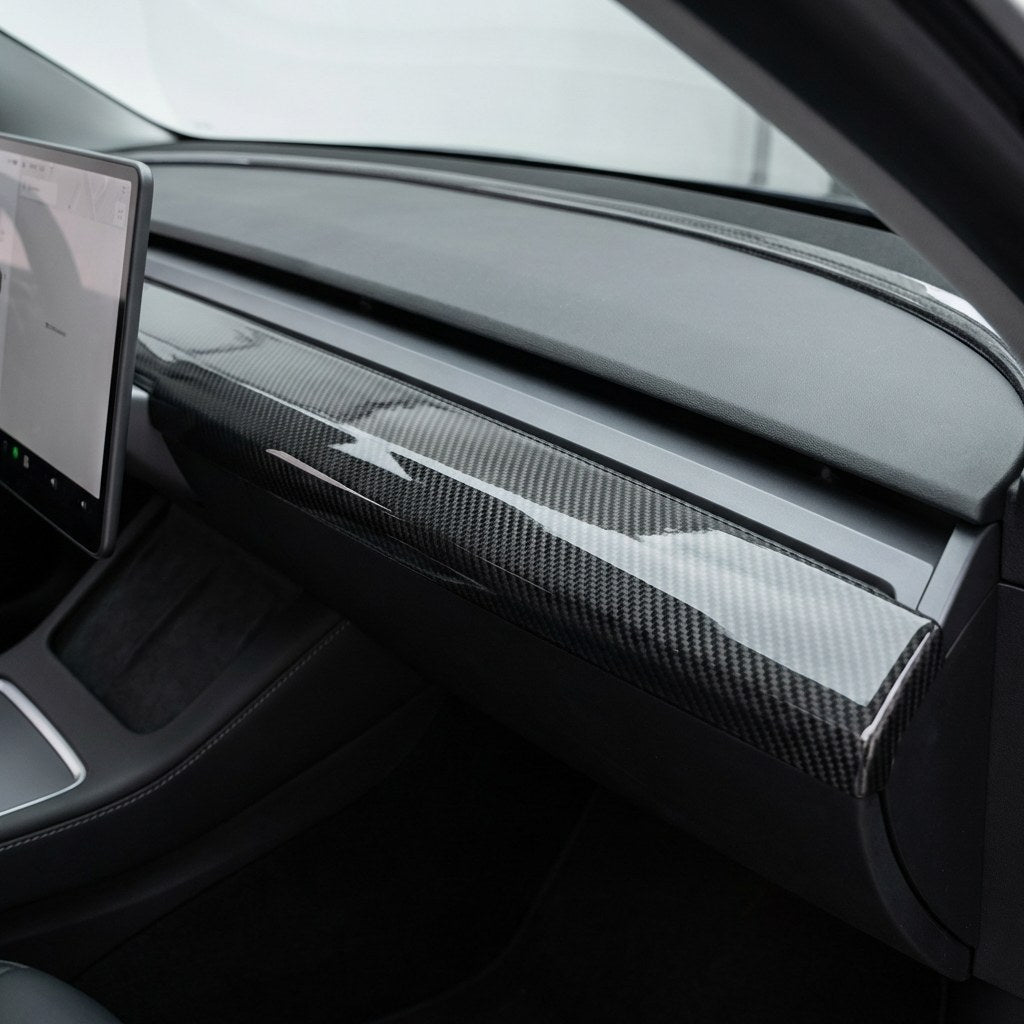 Dry Carbon Fiber Upper Dash Overlay for Model 3 / Y