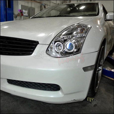 Infiniti G35 Coupe Black/Chrome/Smoke  Projector Headlights with Dual Halo Feature (2003-2007) - K2 Industries