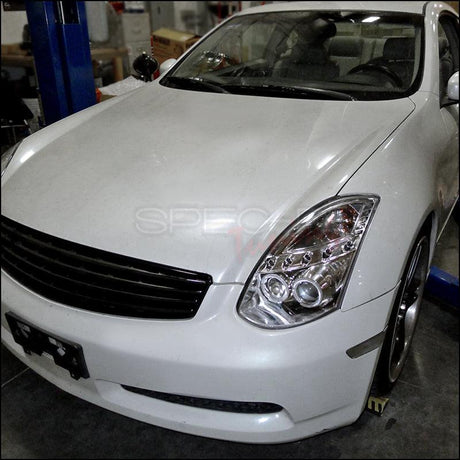 Infiniti G35 Coupe Black/Chrome/Smoke  Projector Headlights with Dual Halo Feature (2003-2007) - K2 Industries