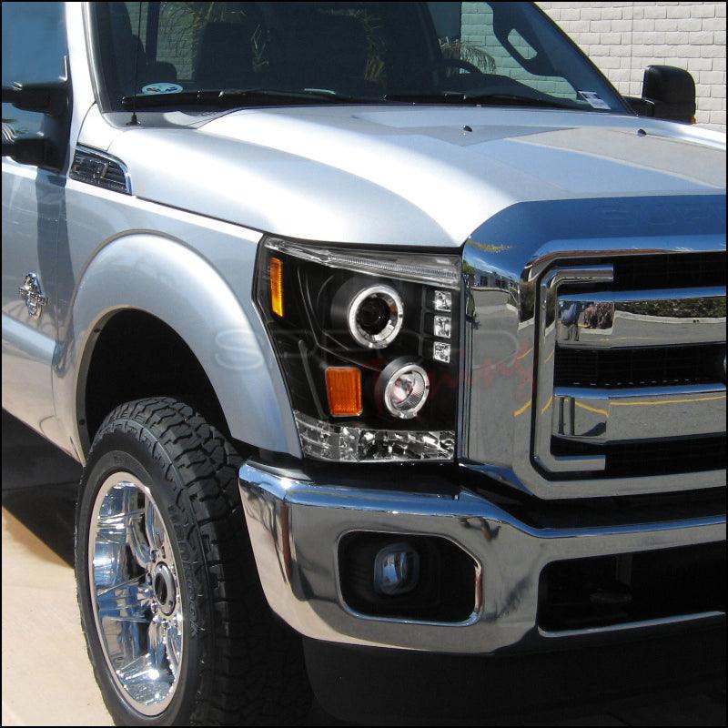 Spec-D Projector Headlights Ford F250 F350 F450 (08-10) Dual Halo LED - Black or Chrome
