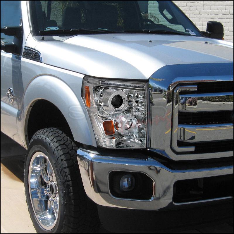 Spec-D Projector Headlights Ford F250 F350 F450 (08-10) Dual Halo LED - Black or Chrome