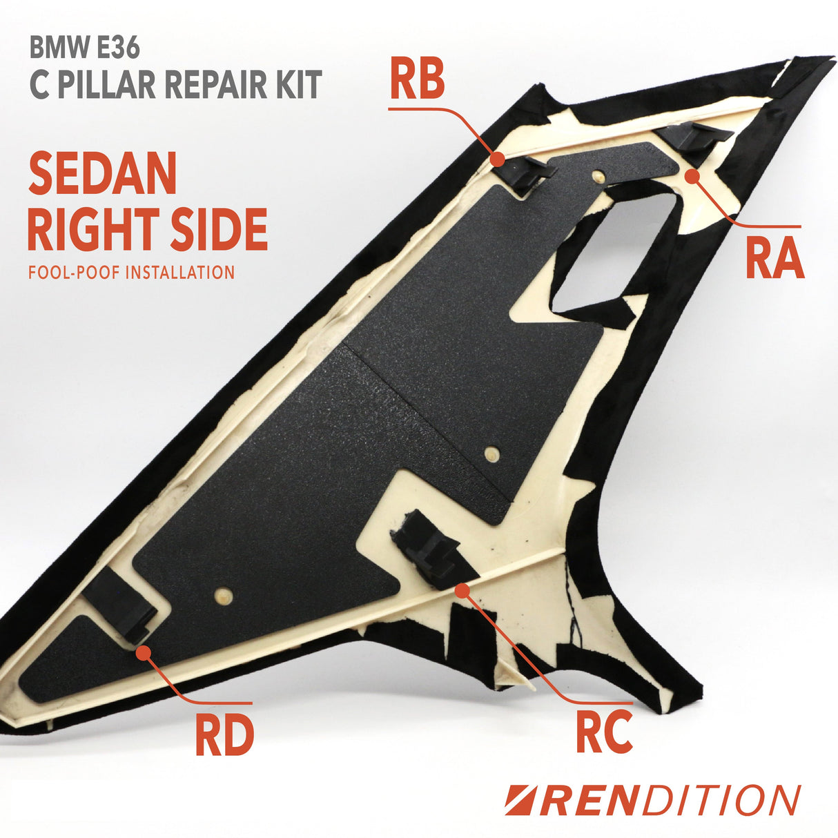 BMW E36 PILLAR TRIM REPAIR KIT A PILLAR B PILLAR C PILLAR - K2 Industries