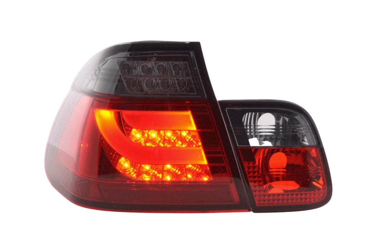 E46 Sedan LED Bar Smoked/Red Tail Lights (98-01) - K2 Industries