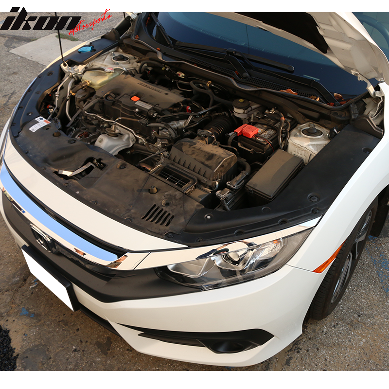 2016-2020 Honda Civic Unpainted Black Engine Bay Side Panel Covers ABS