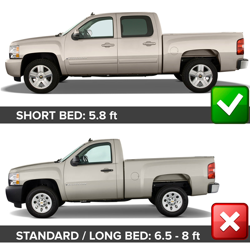2007-2013 Chevy Silverado 1500 69.3" Short Bed Black Fender Flare 4PC