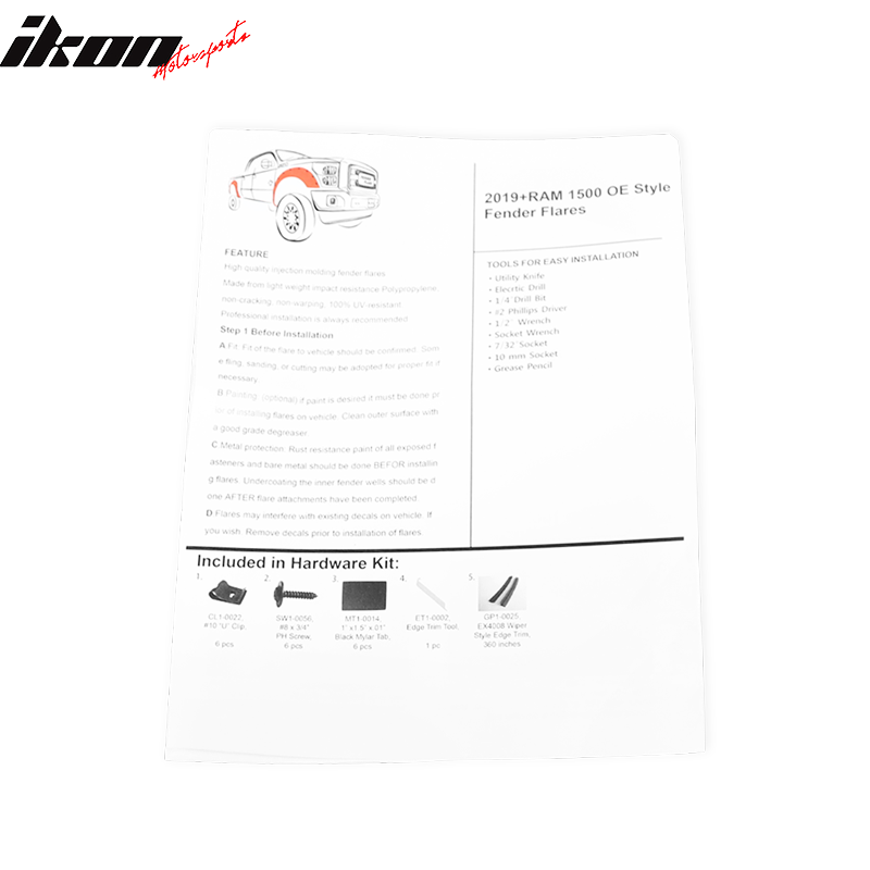 2019-2025 Dodge Ram 1500 OE Fender Flares V2 Style Textured Black PP