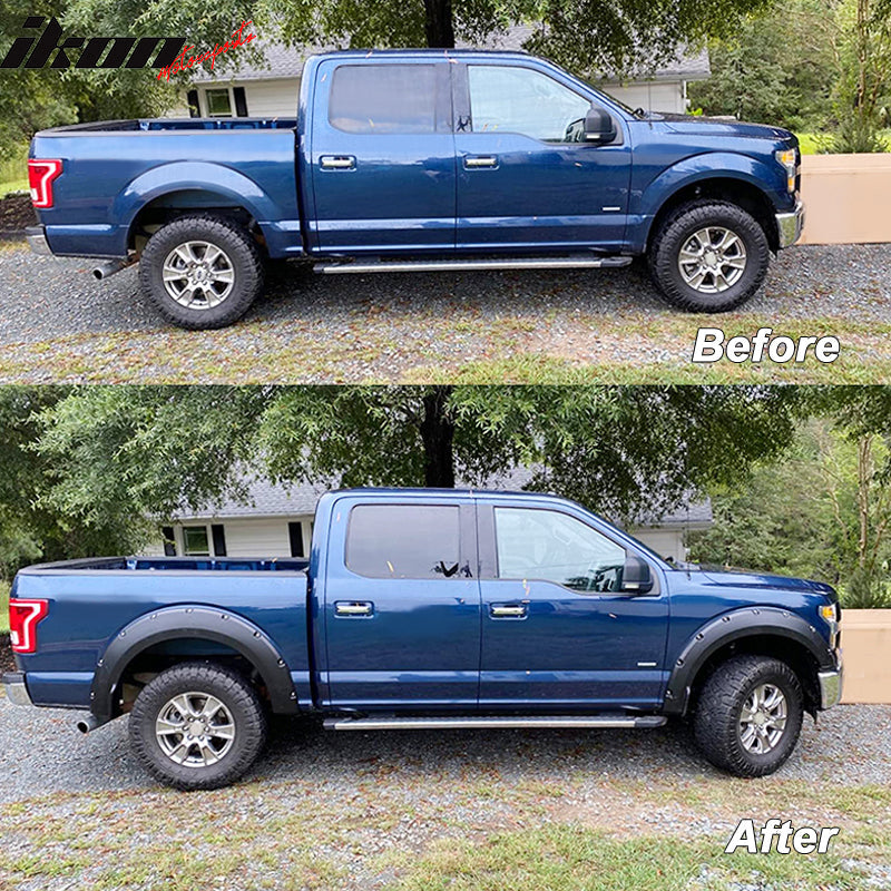 2015-2017 Ford F150 Pocket Rivet Matte Black Wheel Fender Flare PP 4PC