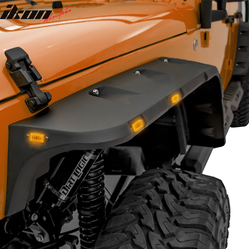 2007-2018 Jeep Wrangler JK Pocket Rivet Fender Flare w/ LED Side Maker