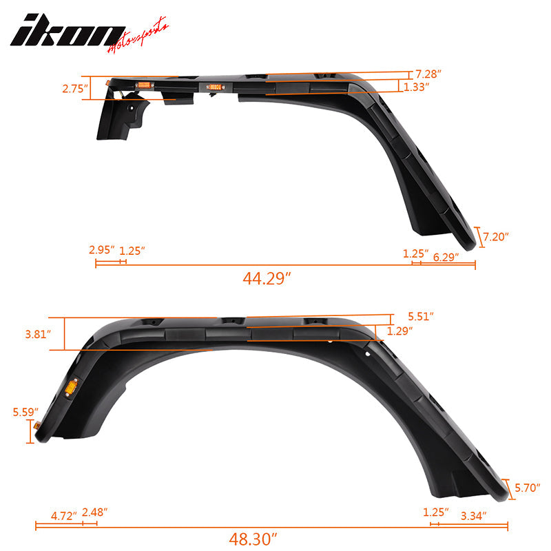 2007-2018 Jeep Wrangler JK Pocket Rivet Fender Flare w/ LED Side Maker