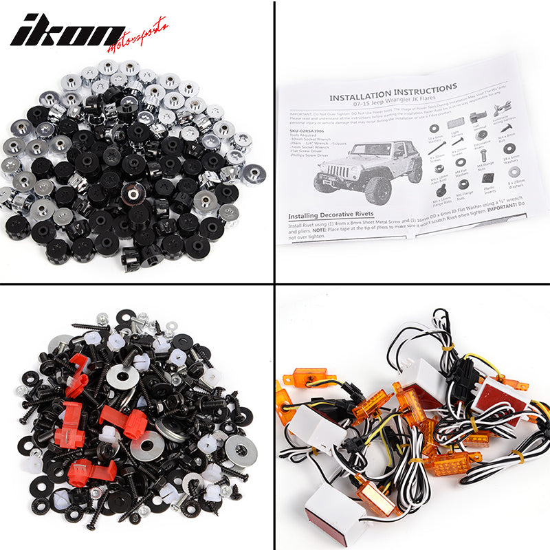 2007-2018 Jeep Wrangler JK Pocket Rivet Fender Flare w/ LED Side Maker