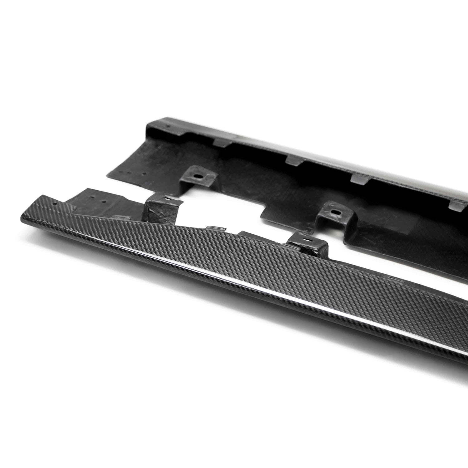 Carbon fiber rocker panel splitters for 2020-2022 Ford Mustang Shelby GT500