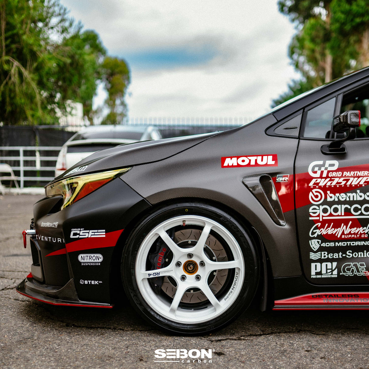 OE-style dry carbon fiber fenders for 2023-2024 Toyota GR Corolla - Gloss finish