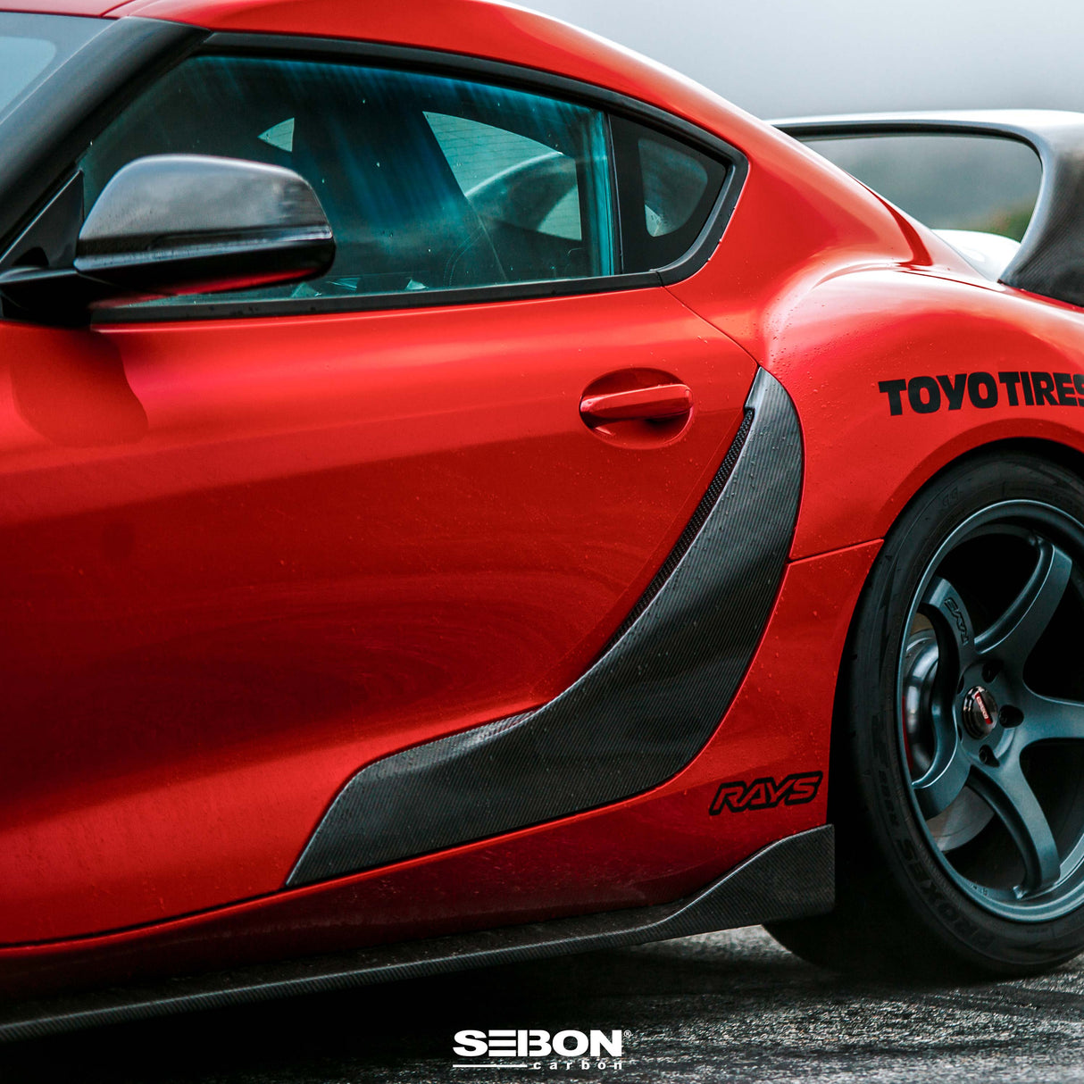 OE-style carbon fiber door garnish for 2020-2023 Toyota Supra