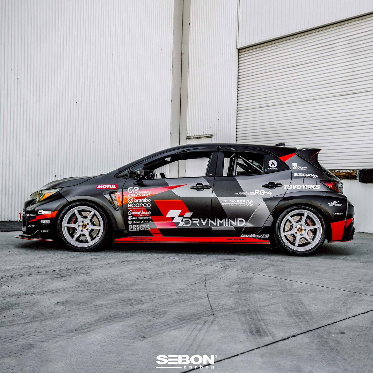 MB-style carbon fiber side skirts for 2023-2024 Toyota GR Corolla