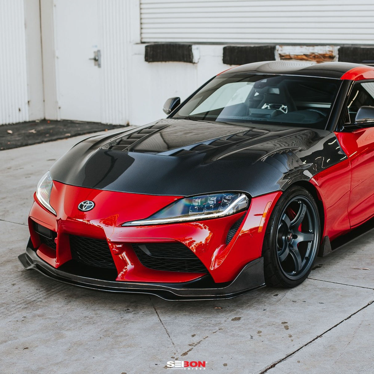 TV-style double sided carbon fiber hood for 2020-2023 Toyota Supra