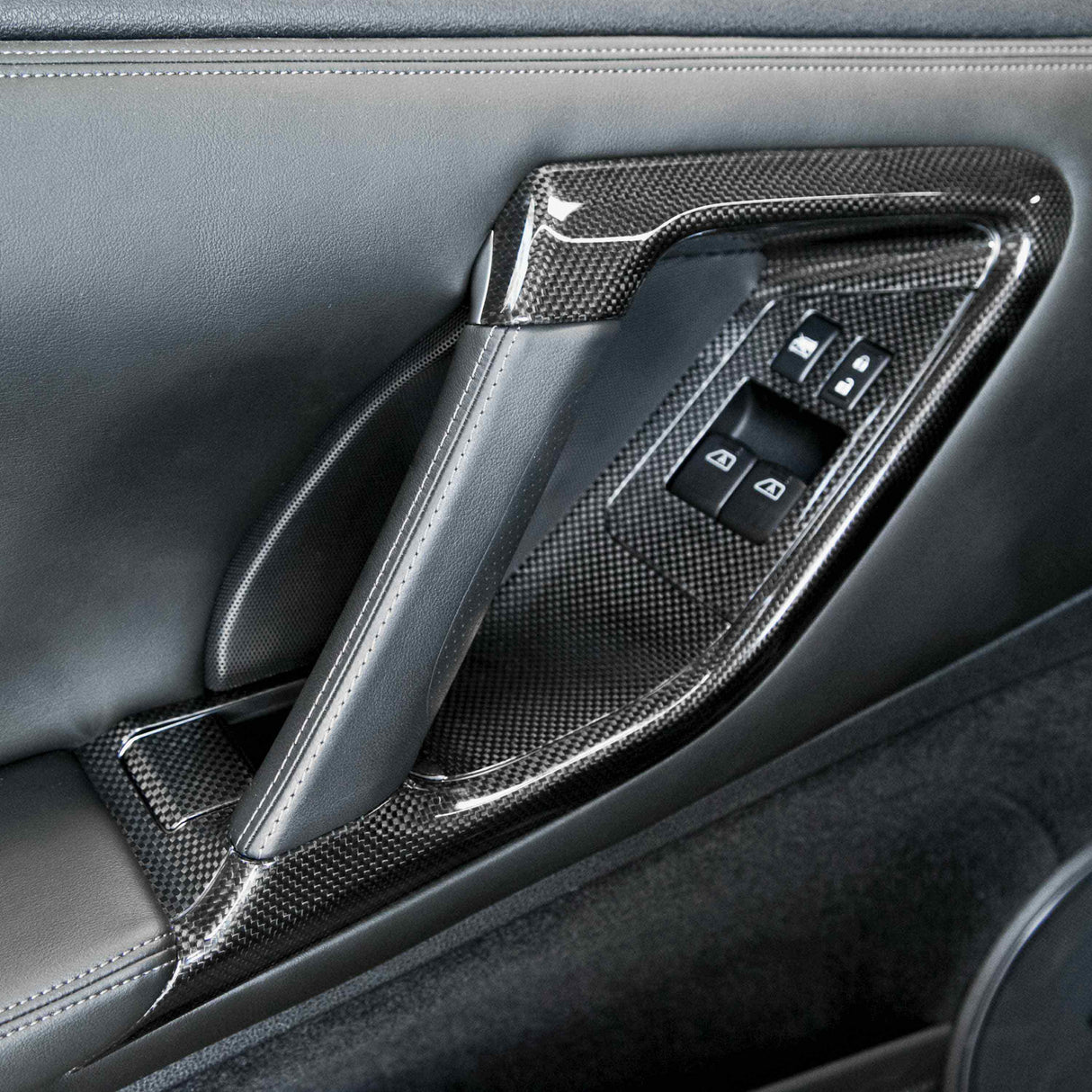 Carbon fiber interior door trim set (12 pcs) for 2009-2016 Nissan GTR