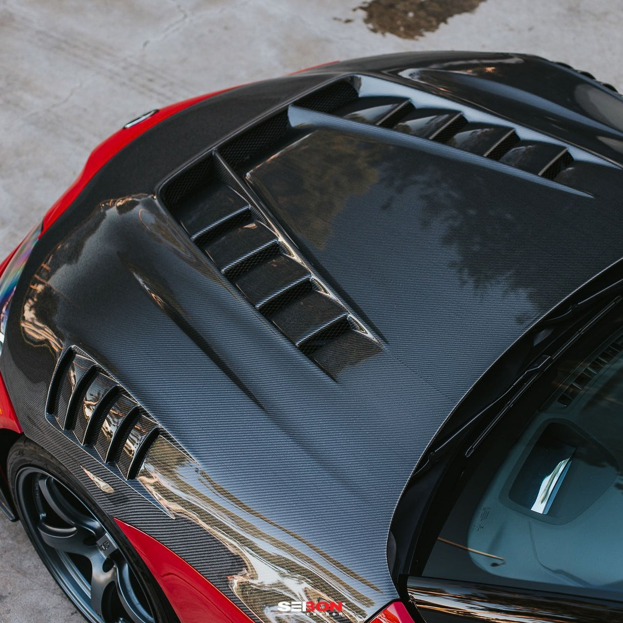 TV-style double sided carbon fiber hood for 2020-2023 Toyota Supra