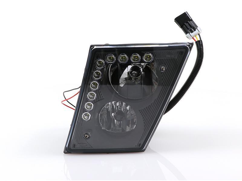 2003-2015 Volvo Vn Series Hd Truck W/Led Drl Black Fog Lights Set