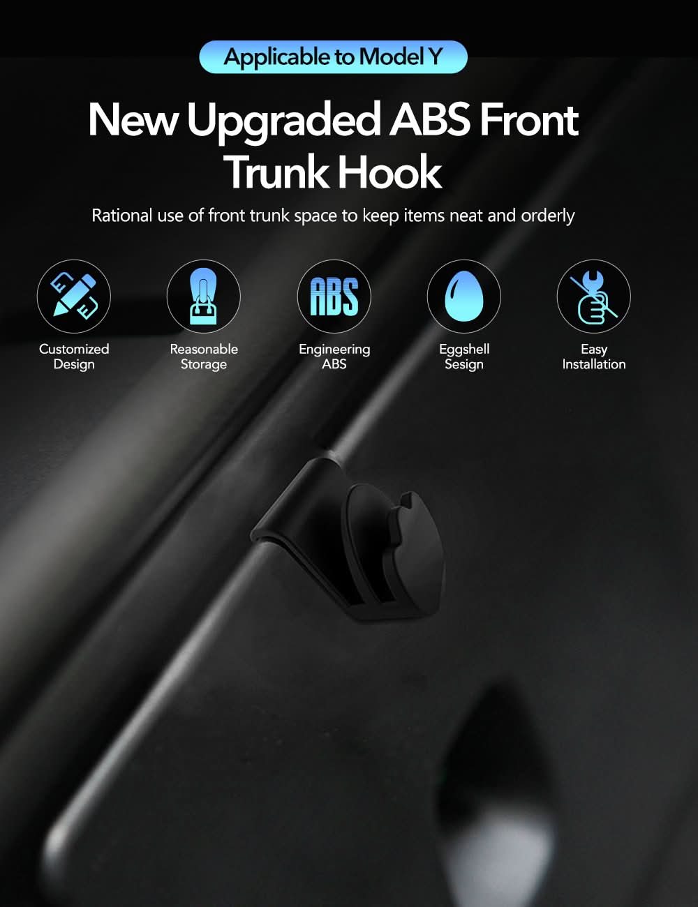 TESERY Model Y Front Trunk Hooks | ABS Storage Organizer 2021-2025 (2-Pack)