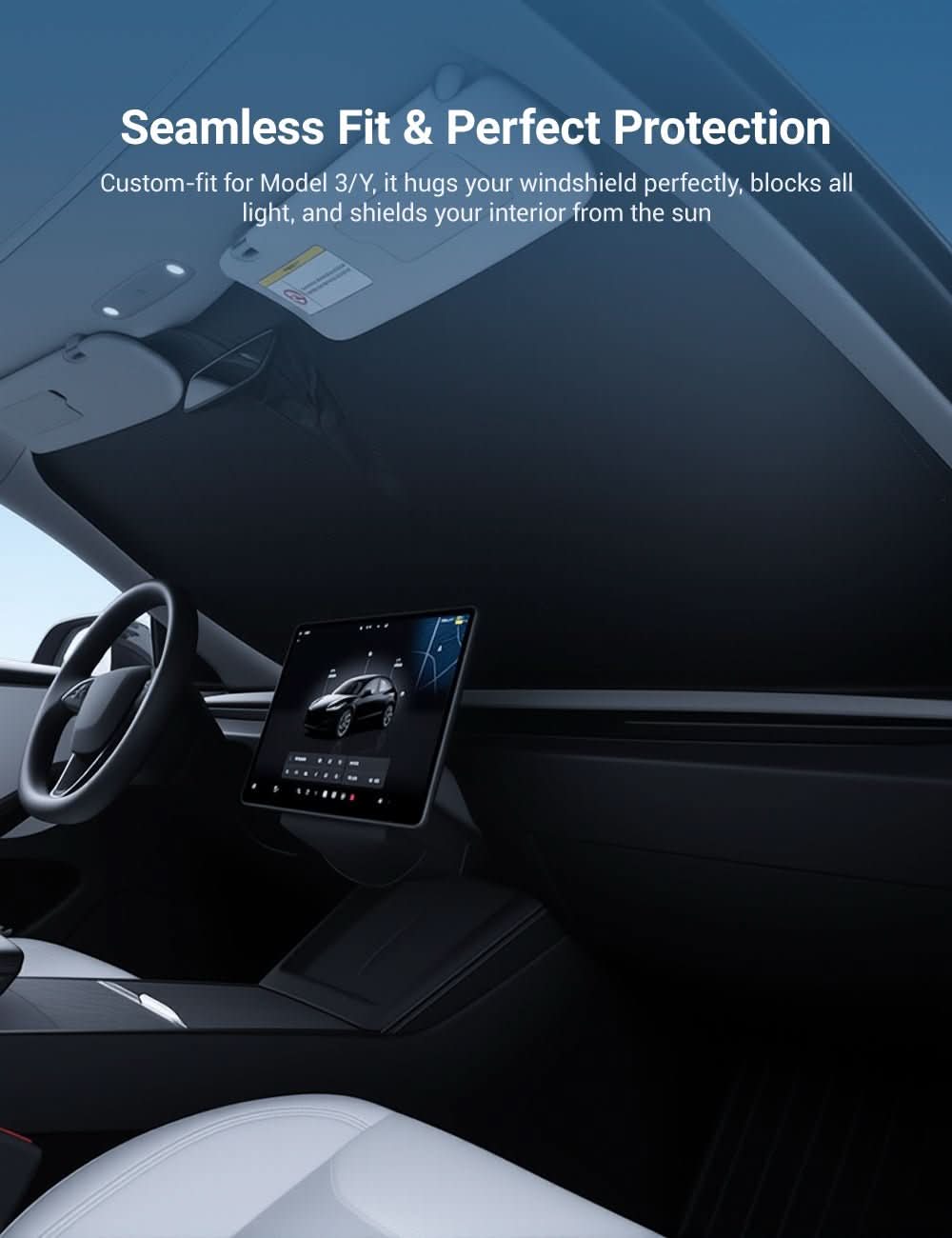 Front Windshield Sunshade for Model 3 / Model Y | TESERY