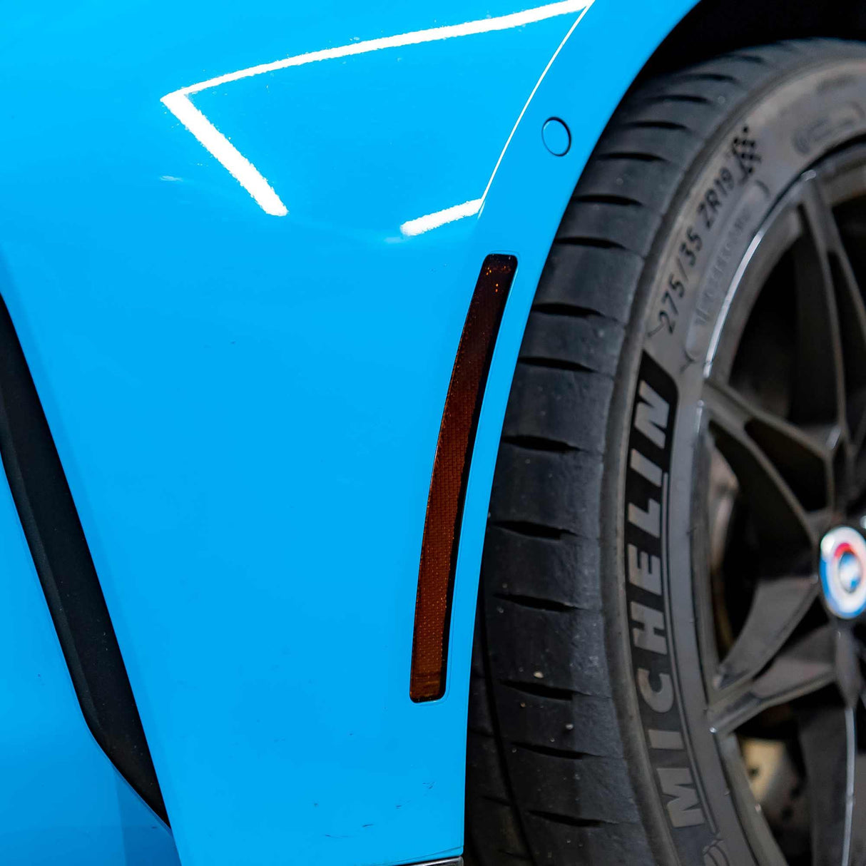 2021-2024 BMW G80 G82 M3 M4 Front Bumper Reflector Pre-Cut Overlay SMOKE BLACKOUT