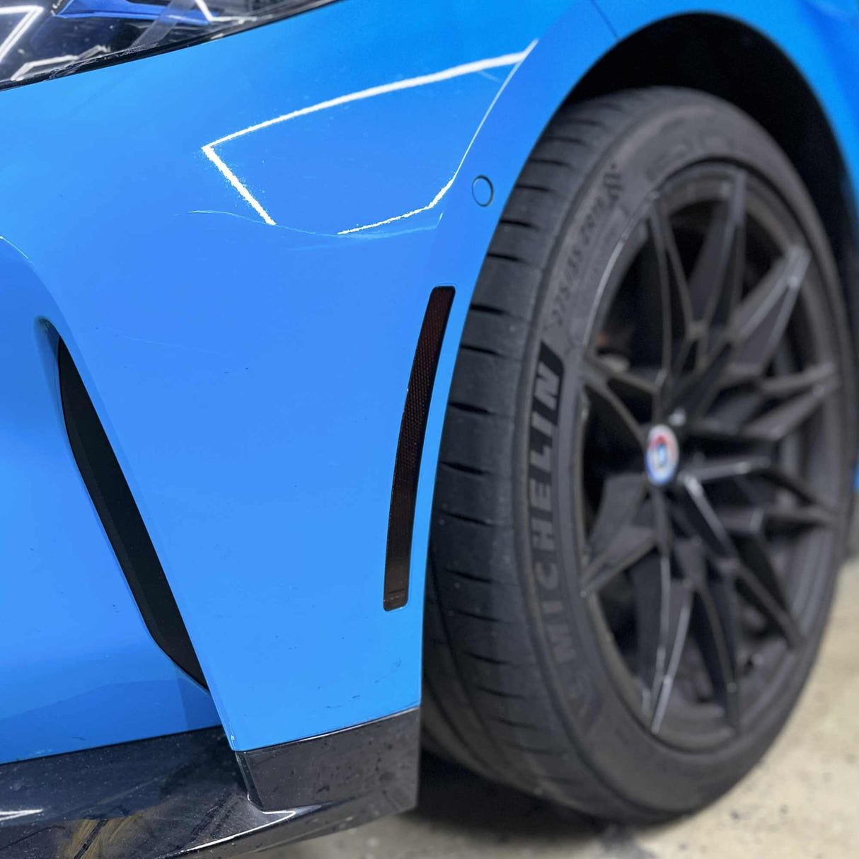 2021-2024 BMW G80 G82 M3 M4 Front Bumper Reflector Pre-Cut Overlay SMOKE BLACKOUT