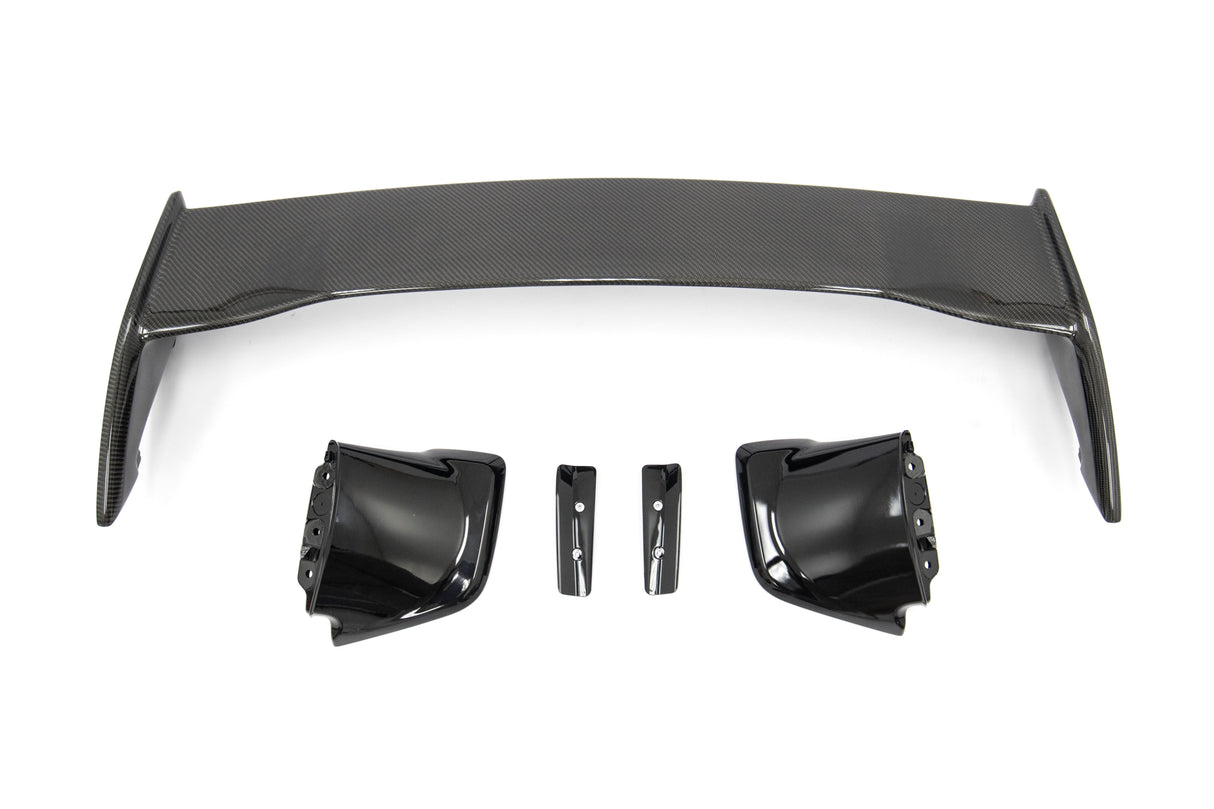 OLM Silverline Carbon Fiber OEM S Style Spoiler with Black Bases - 2015+ WRX / 2015+ STI