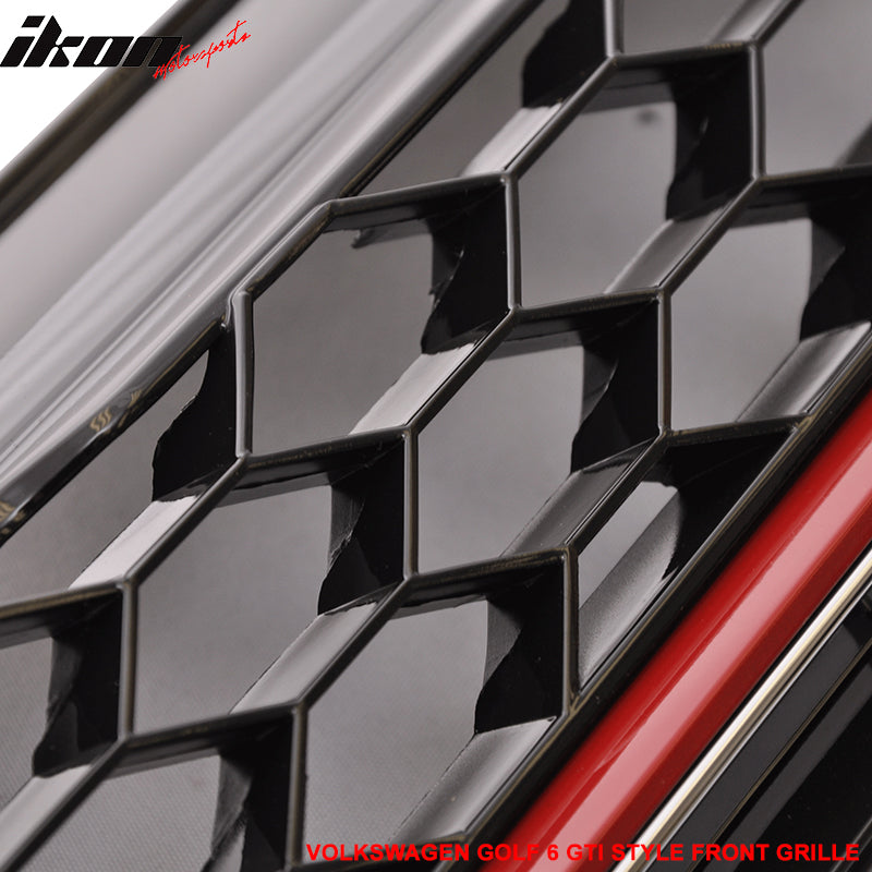2015-2016 VW Golf MK7 GTI Style Black W/ Red Trim Front Grille ABS