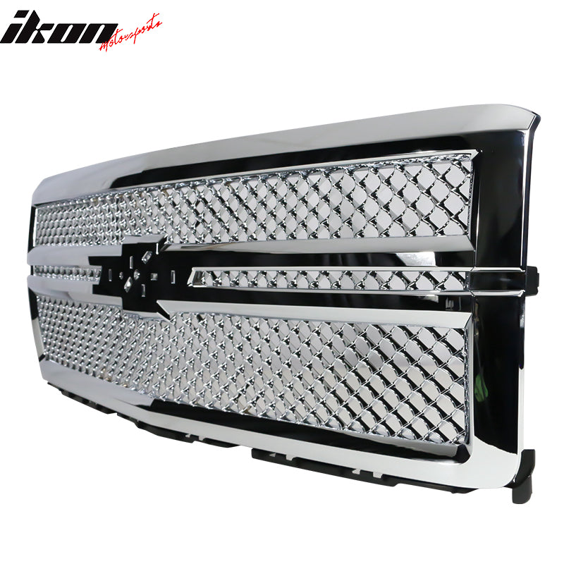 2014-2015 Chevy Silverado 1500 B Style Silver Front Bumper Grille ABS
