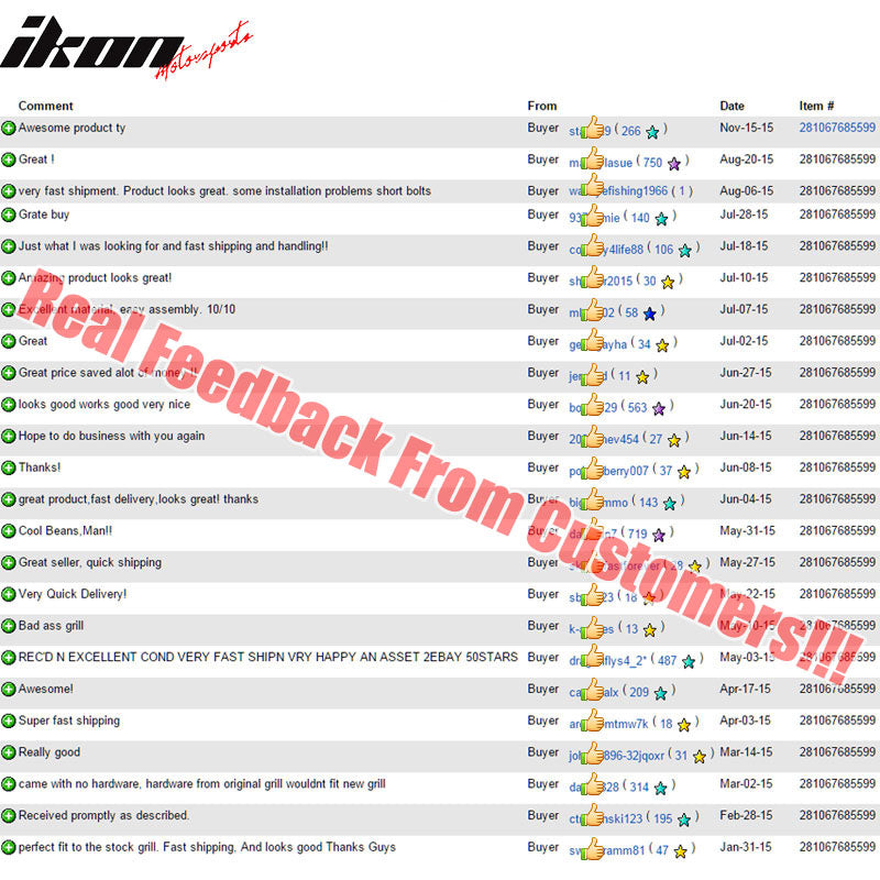 1994-2002 Dodge Ram Unpainted Vertical Front Hood Grille Grill